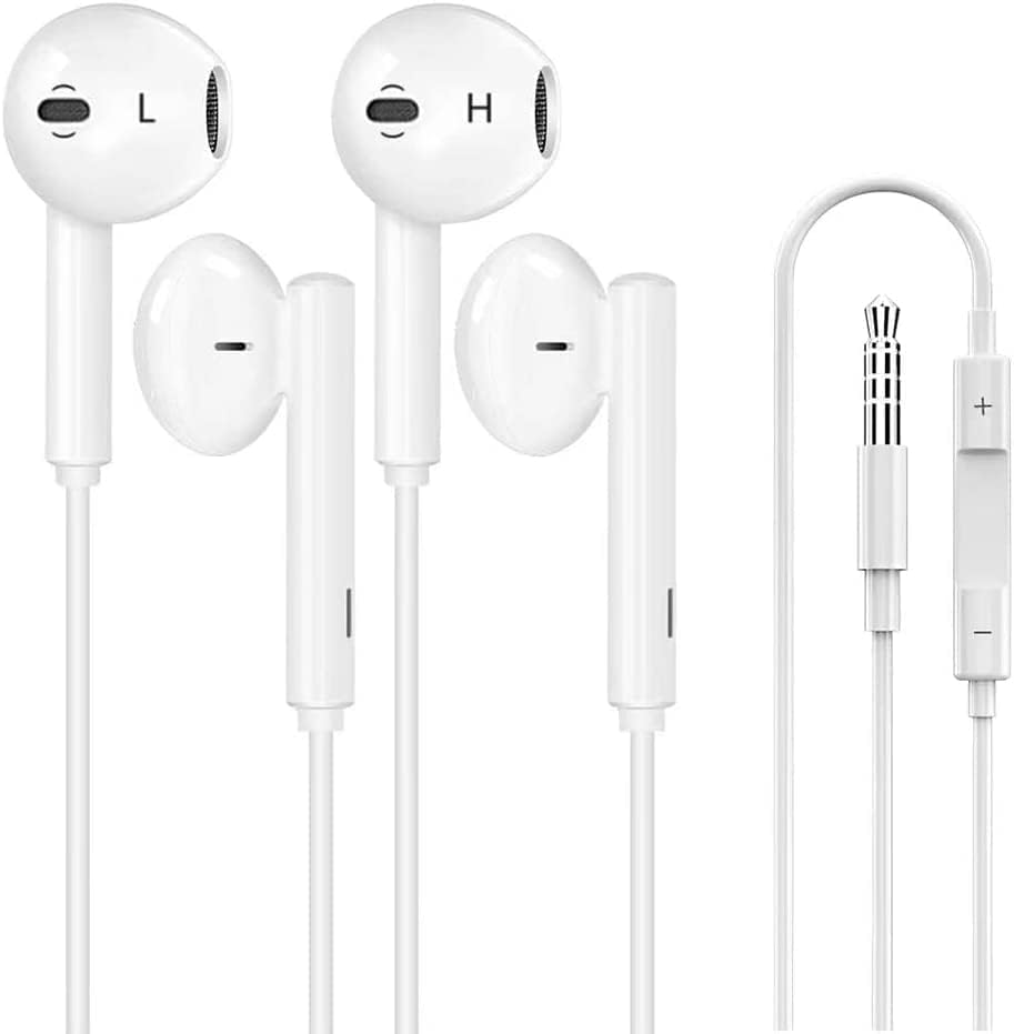 2 חבילות אוזניות של Apple [Apple MFI Certified] אוזניות אוזניות עם 3.5 ממ קוויות בתקע אוזניות אוזניות תואמות לאייפון,
